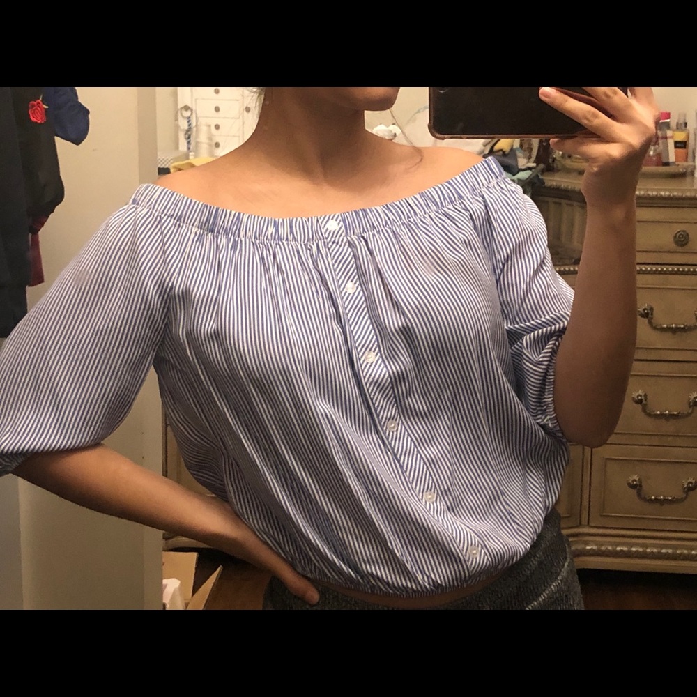 Off-shoulder striped top